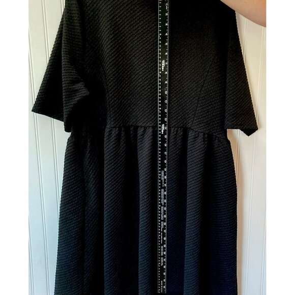 Apt 9 Women’s Smock Texture Bodice Fit Flare Elbow Sleeve Black Short Dress-2XL - Picture 6 of 9